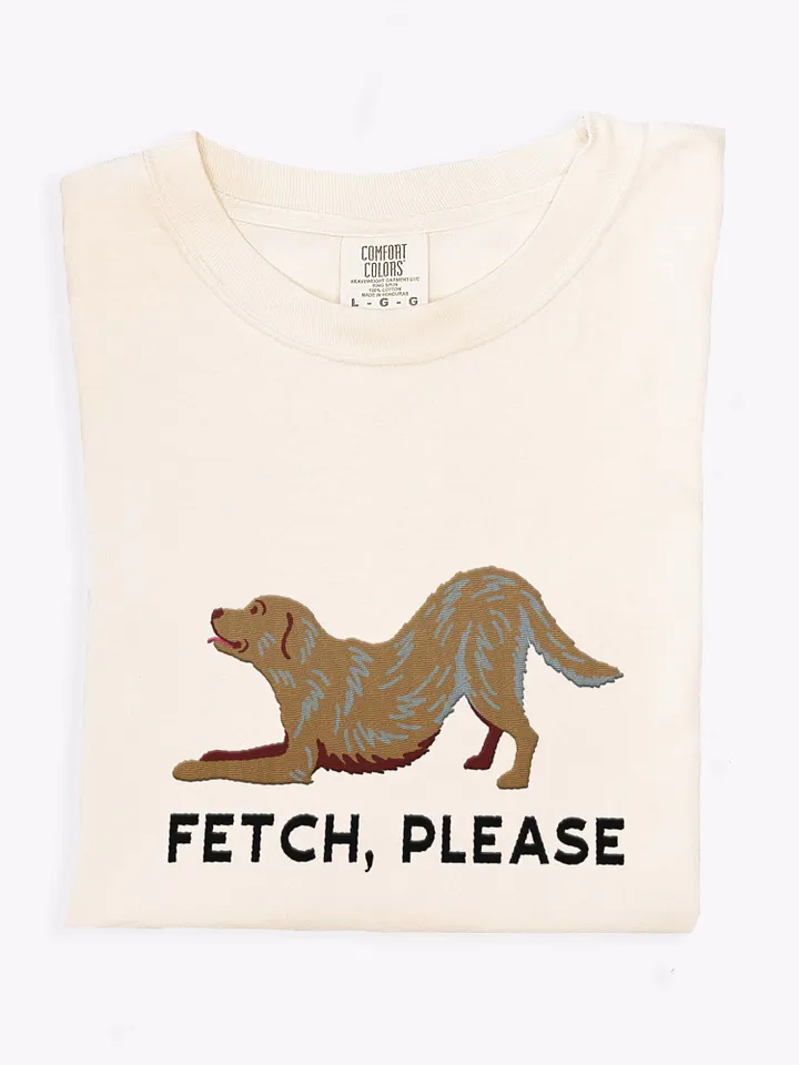 Fetch Please T-Shirt(Embroidered) of a Golden Retriever product image (1)