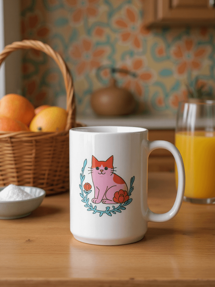 Whimsical Pink Cat Wreath Mug product image (1)