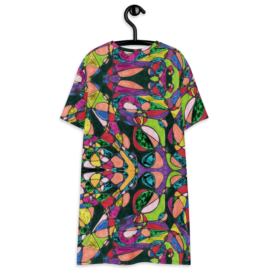 Abstract Coloured Patterned Neurographic Ladies T Shirt Dress product image (8)