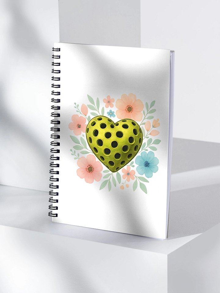 Pickleball Heart Flowers Golden Spiral Notebook product image (1)