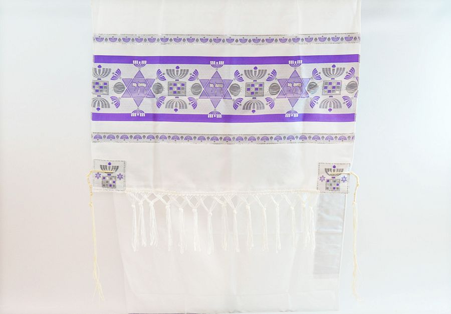 PURPLE MENORAH -Small Tallit (Prayer Shawl) KIT product image (1)