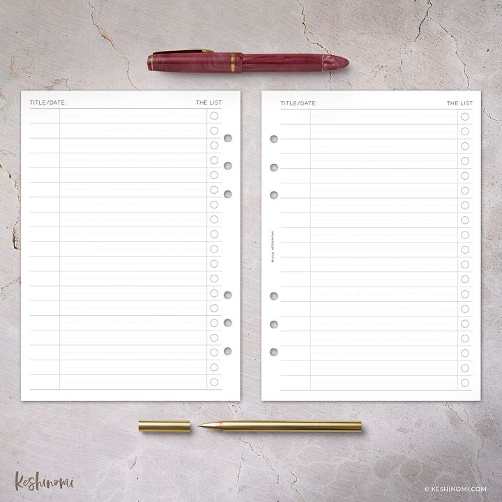 The List - A5 Printable Planner Insert product image (2)