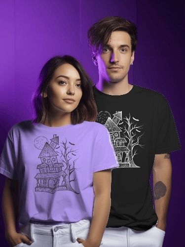 Halloween structure printed tee product image (1)