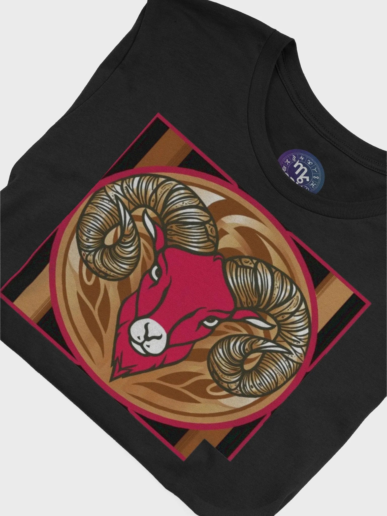 Exclusive Aries Zodiac T-Shirt - Bold Ram's Head with Intricate Geometric Design product image (7)