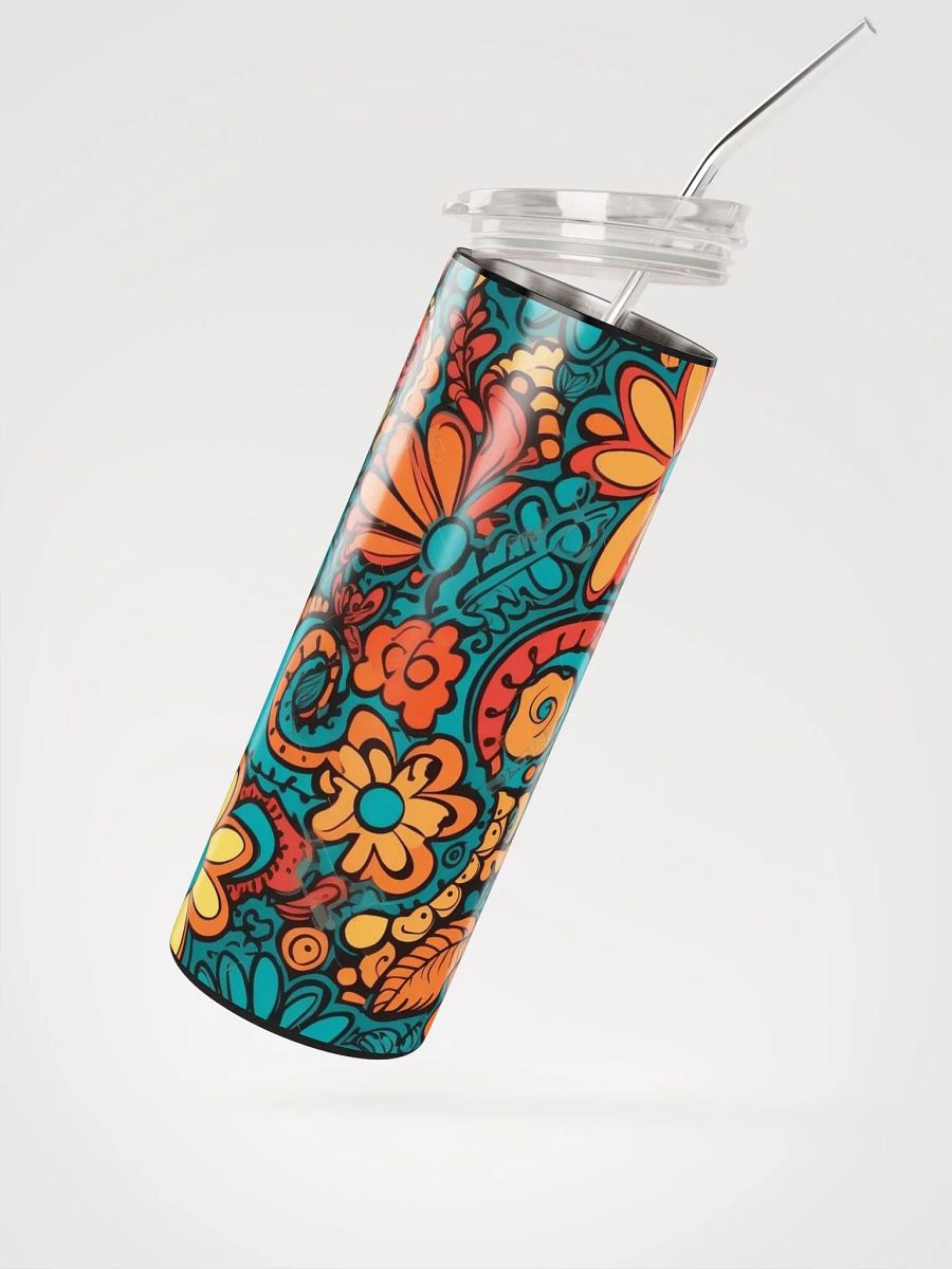 Groovy Hippie Stainless Steel Tumbler | Eco-Friendly 20oz Cup with Reusable Straw! product image (2)