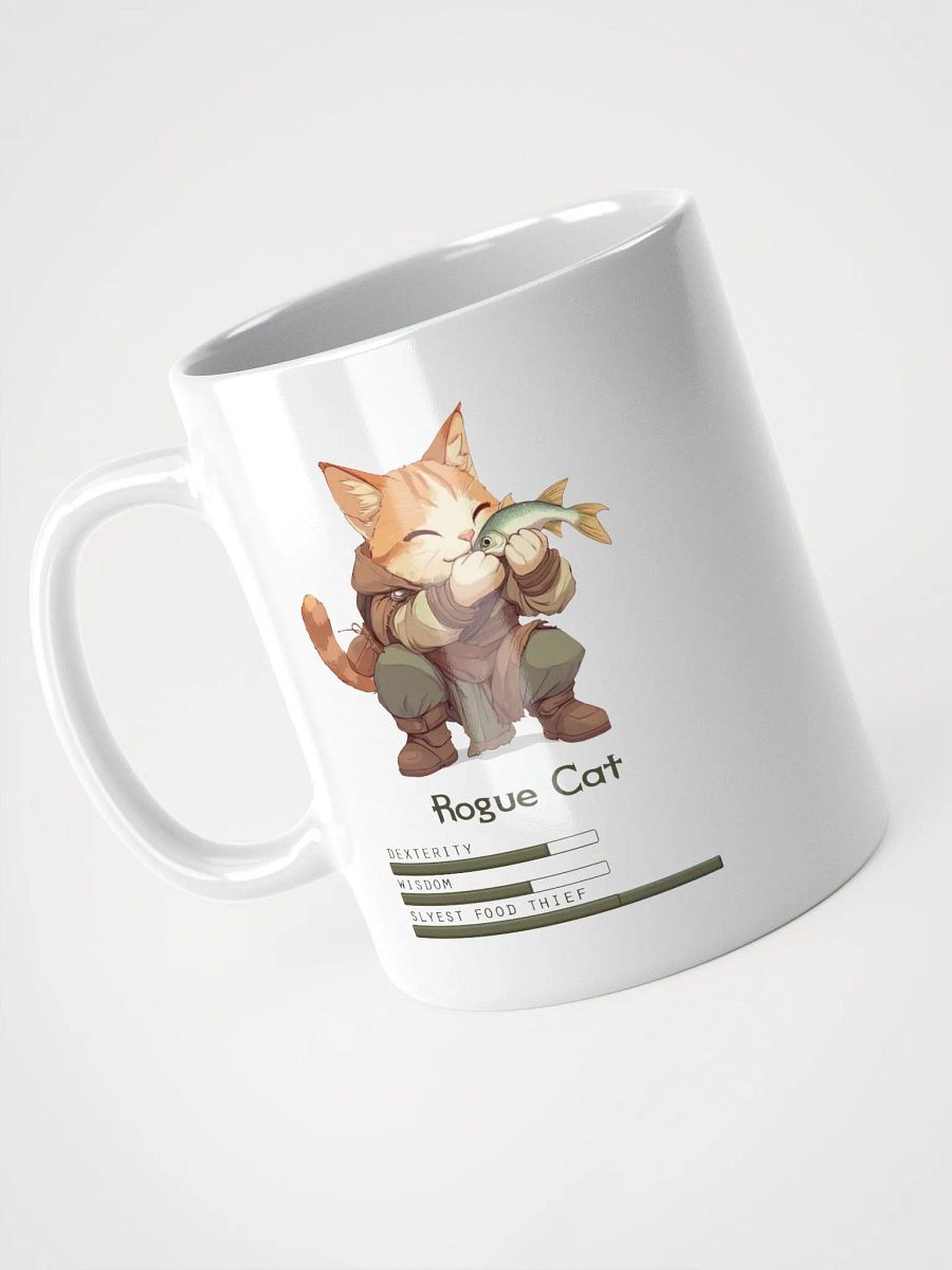 RPG Rogue Cat white ceramic mug 11oz 15oz 20oz for gamers and cat lovers product image (8)