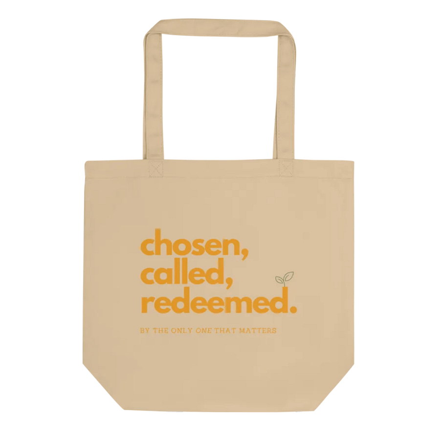 Chosen, Called, Redeemed Eco-friendly Tote (Yellow Text) product image (1)