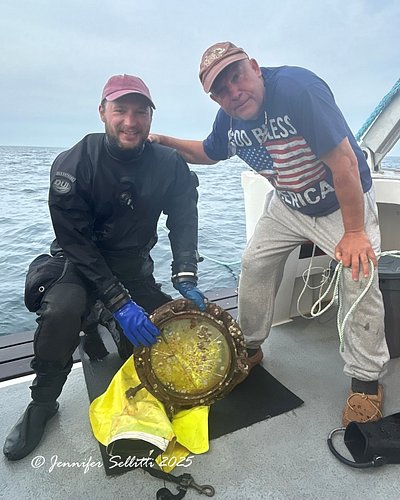 We had a great long weekend diving the British motor vessel Sebastian. Greg recovered this beautiful porthole with the help o...