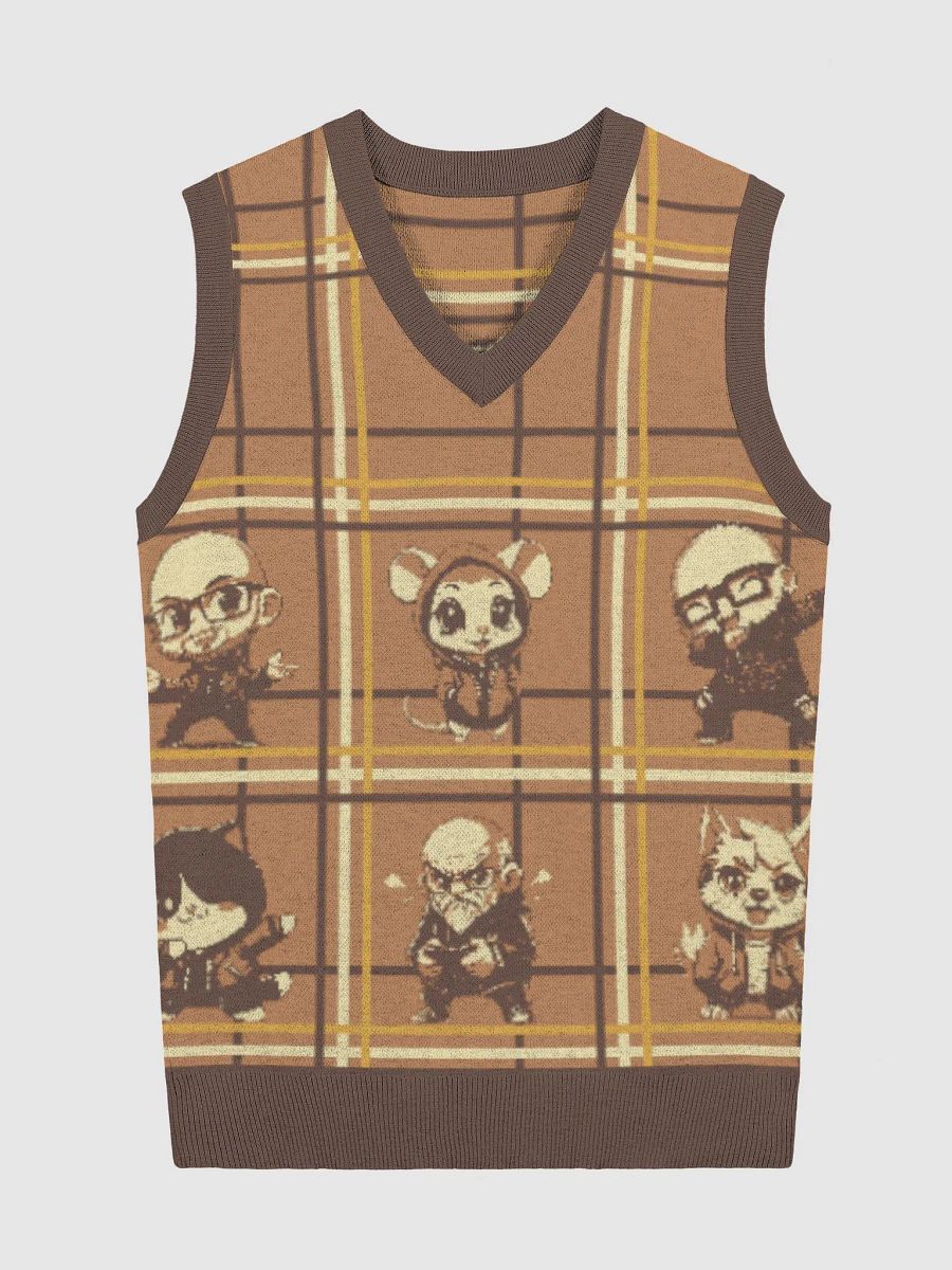 Plaid Cartoon Dream Knitted V-Neck Vest product image (5)
