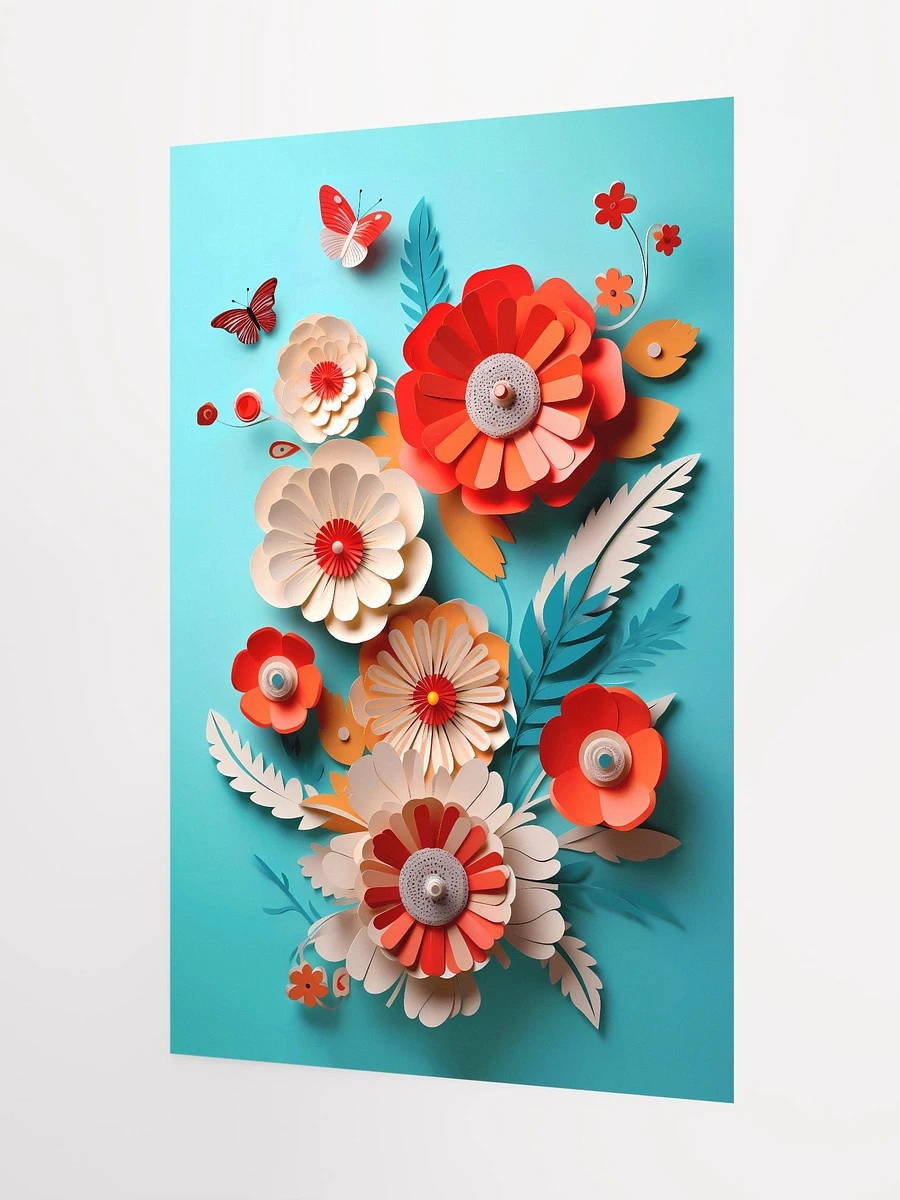 Charming Handcrafted Paper Florals with Butterflies Wall Art Matte Poster product image (5)