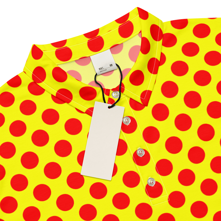 Red Polka Dots on Yellow Polo Shirt product image (4)