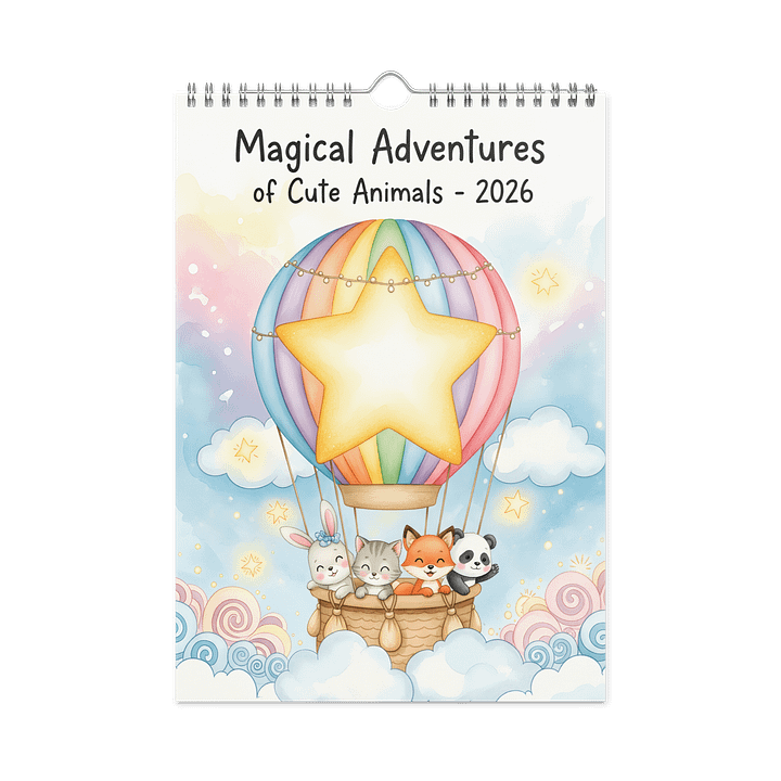 Magical Adventures of Cute Animals – 2026 Kids Wall Calendar product image (1)