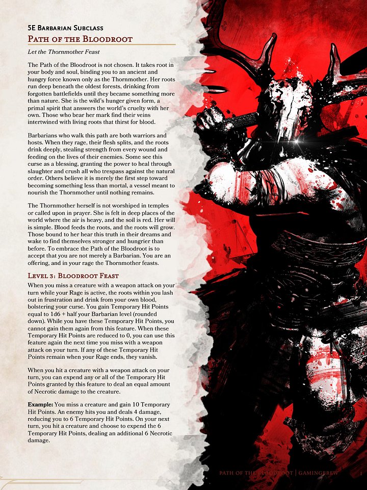 Path of the Bloodroot | 5E 24 Barbarian Subclass product image (2)