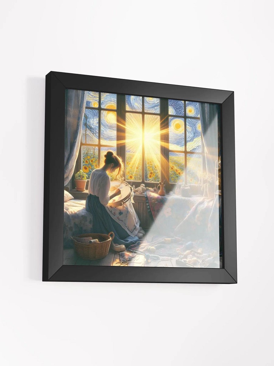 A Woman Sitting On A Window Sill With A Large Embroidery Hoop. product image (42)