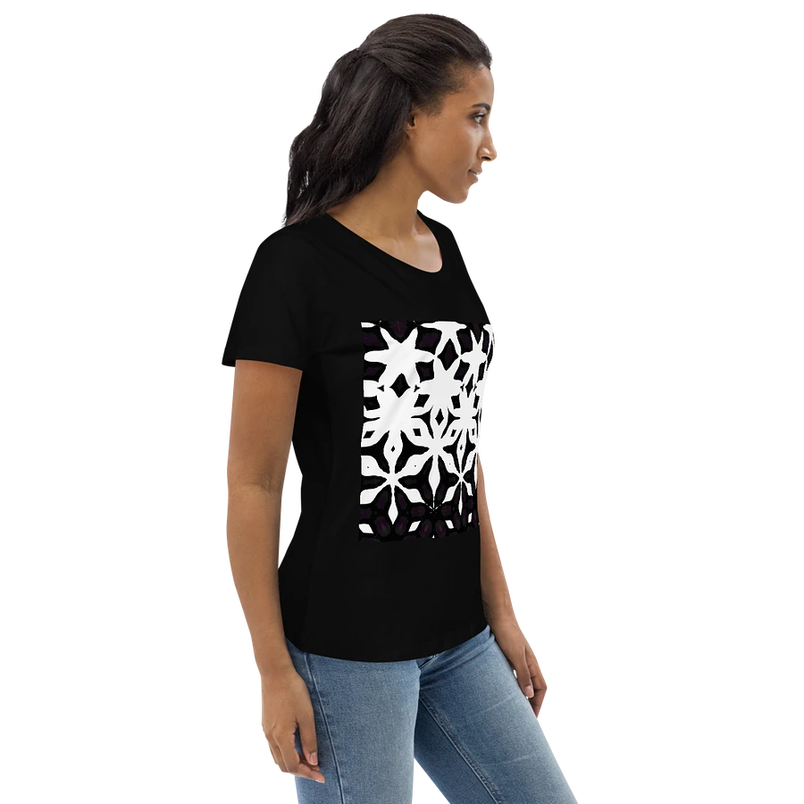 Abstract Black and White Shapes Pattern Women's Black T Shirt product image (9)