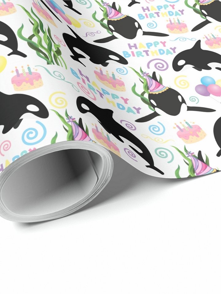 Orca Birthday Wrapping Paper product image (1)