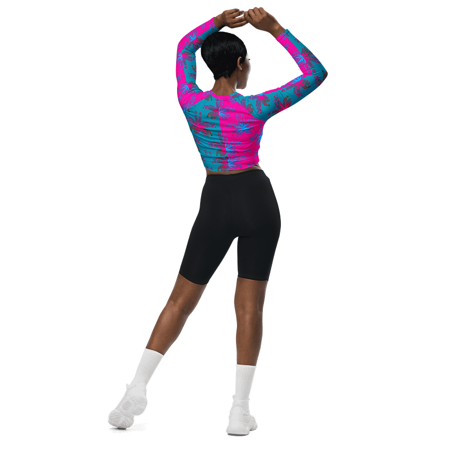 Cotton Candy Color Cannabis Stoner Shirt, Ganja Weed Festival Fashion Recycled Long-Sleeve Crop Top, 420 Summertime Twisted Budz Beach Style product image (6)