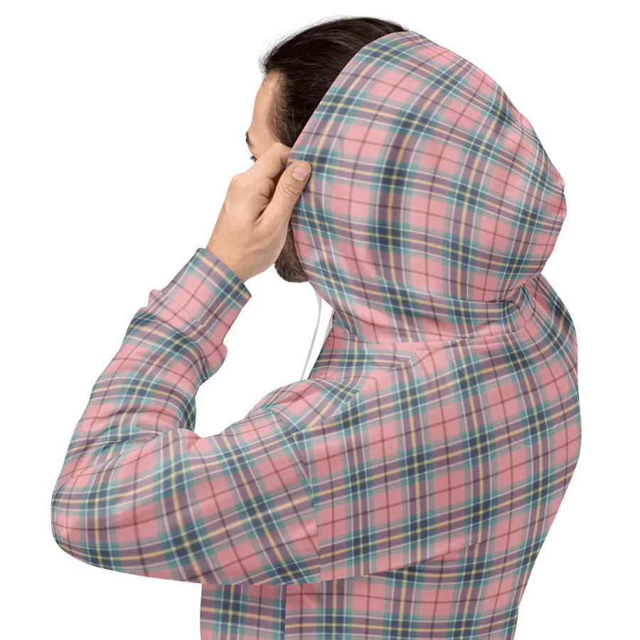Pastel Pink, Mint Green, and Yellow Plaid Hoodie product image (8)