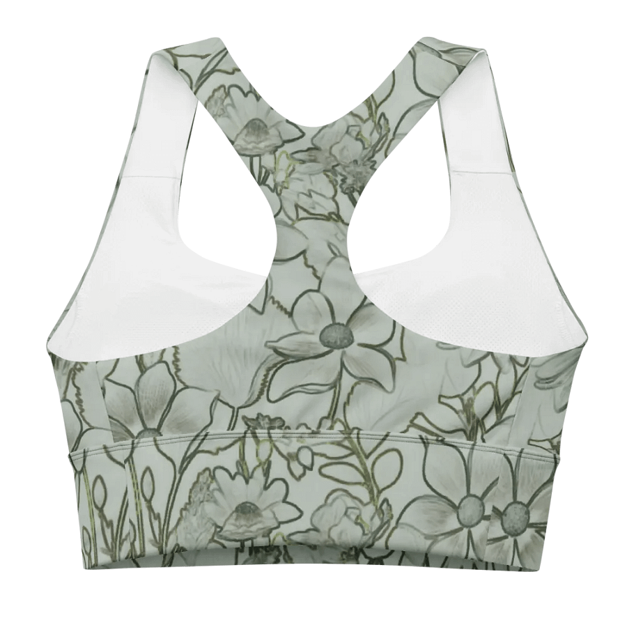 Line Art Florals Light Green/All-Over Print Longline Sports Bra by Sublicolor product image (2)