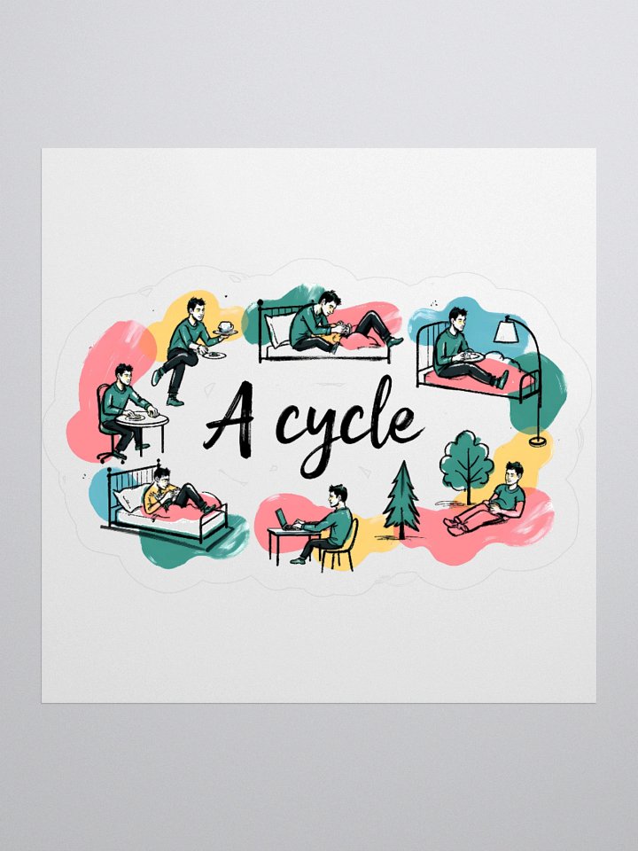 Cozy Daily Rhythms Poster | A Cycle Illustration Sticker product image (1)