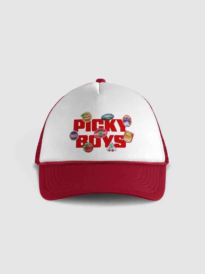 Fruit Stickers Trucker Hat (Red) product image (2)