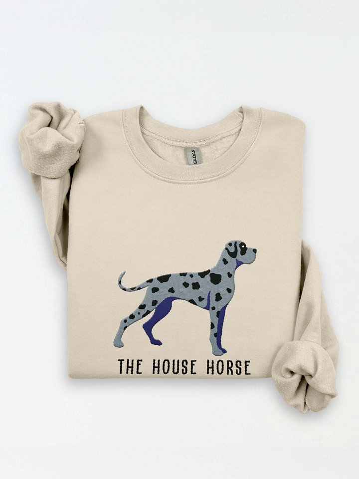 The House Horse Sweatshirt (Embroidered) of a Great Dane(Blue Merle) product image (1)