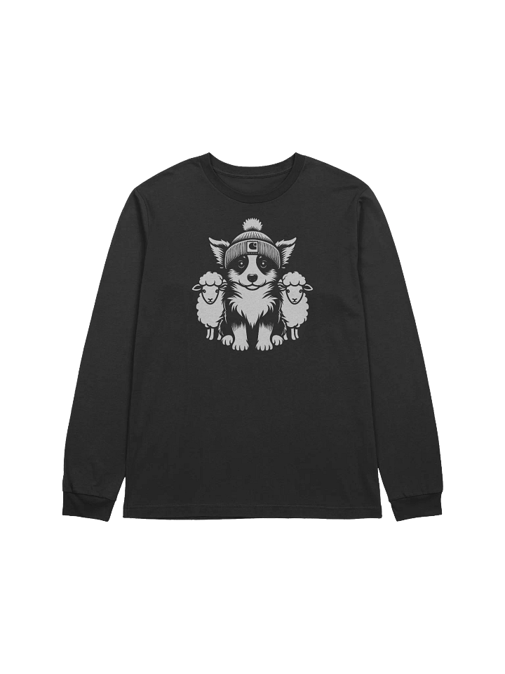 Cute Tricolor Border Collie with Sheep Long Sleeve T-Shirt product image (1)