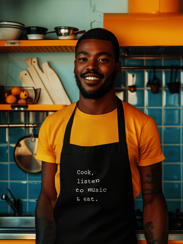 Cook, listen to music & eat. 100% Organic Cotton Apron product image (1)
