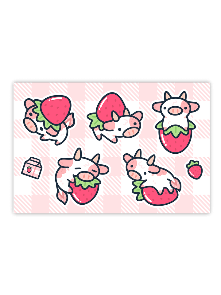 Strawberry Cow Sticker Sheet product image (1)
