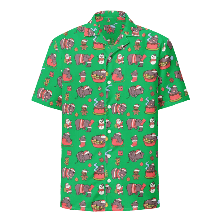MOODENG'S GREEN CHRISTMAS HAWAIIAN SHIRT! product image (1)