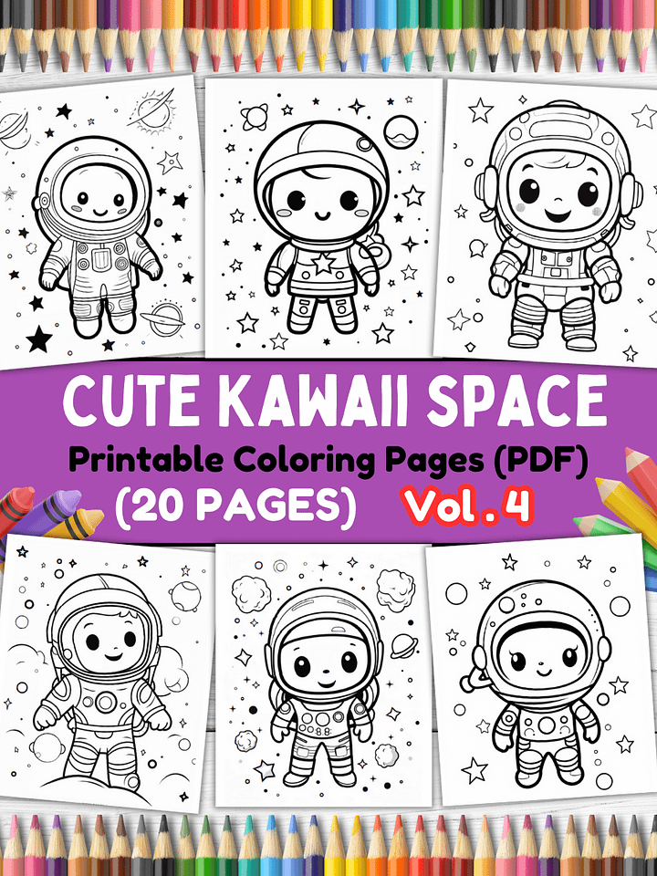 20 Cute Kawaii Space Coloring Pages#4 (PDF Coloring Pages) product image (1)