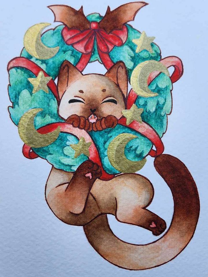 Dessin original Noël Chat product image (1)