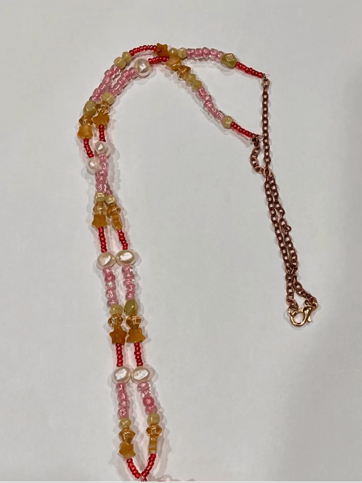 Beaded Seashell Necklace Freshwater Pearls and Aventurine Beads product image (5)