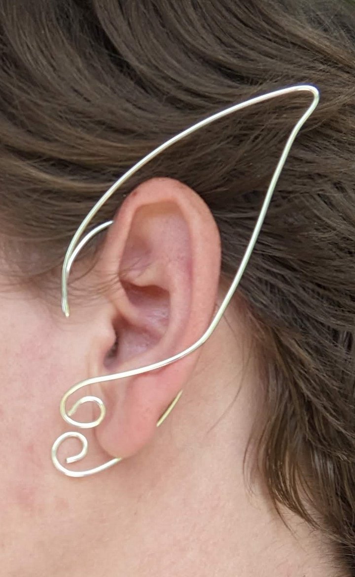 Wire Elf Ears - Long Silver Outline product image (2)