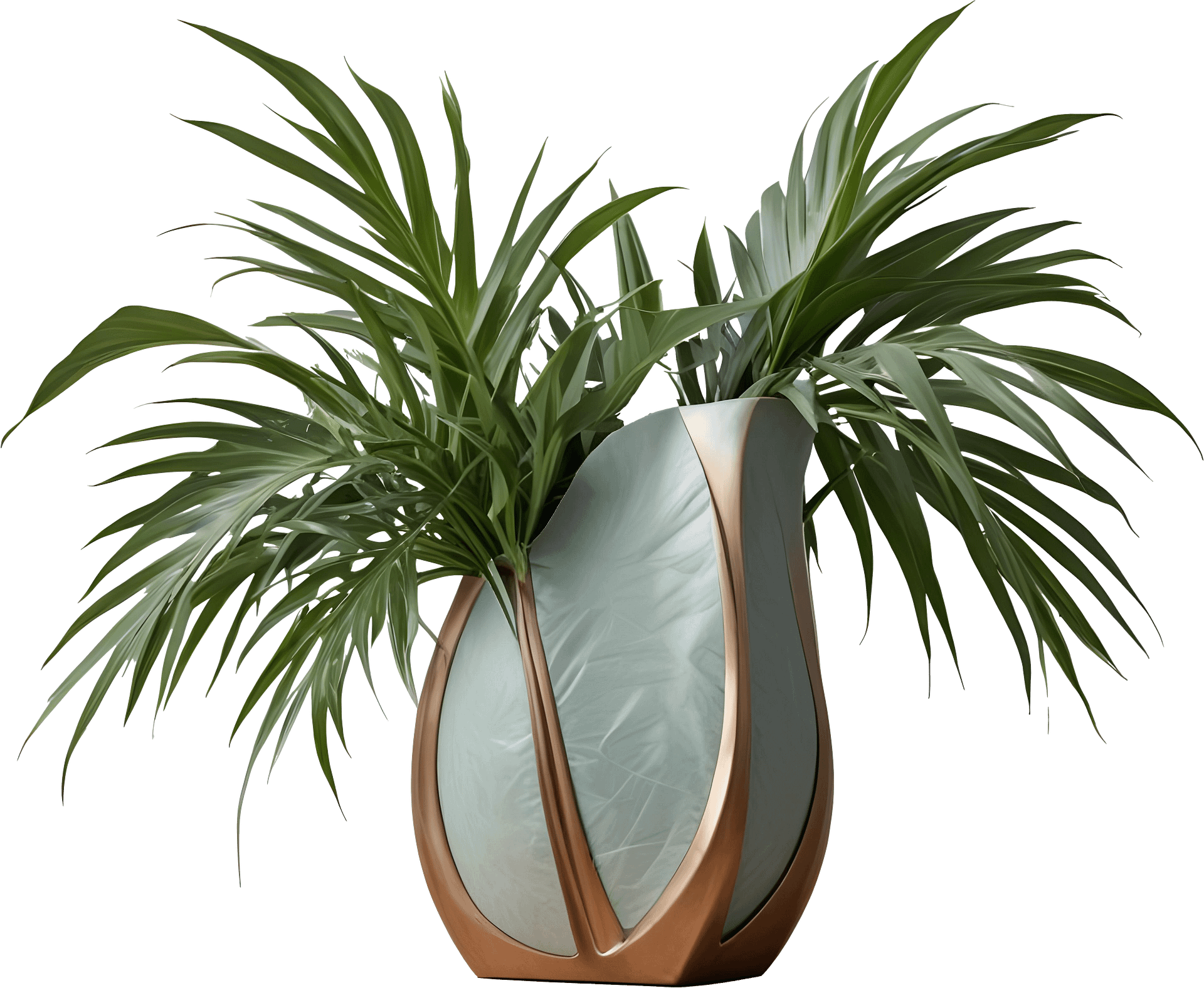Gatsby Grace – Art Deco Vase with Tropical Plant PNG product image (1)