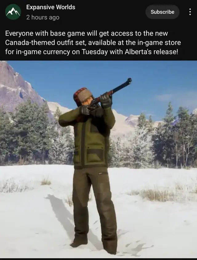 New outfit coming to #thehuntercallofthewild  #canada_life🇨🇦 #Canada #Alberta #Gamer #fypシ゚ 
