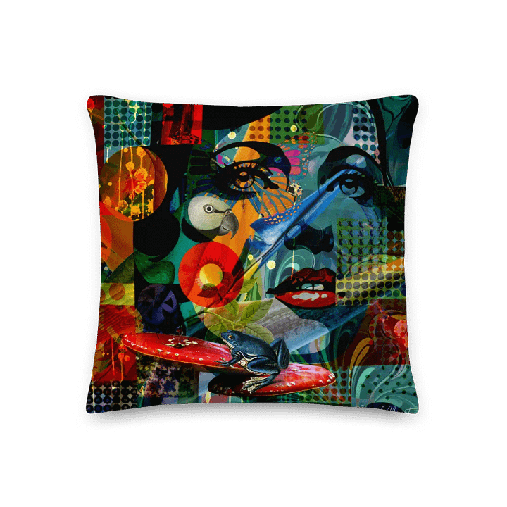 'Among the Wild' by Edward Martin Mixed Media Collage -Surreal Collage All-Over Print Pillow product image (1)