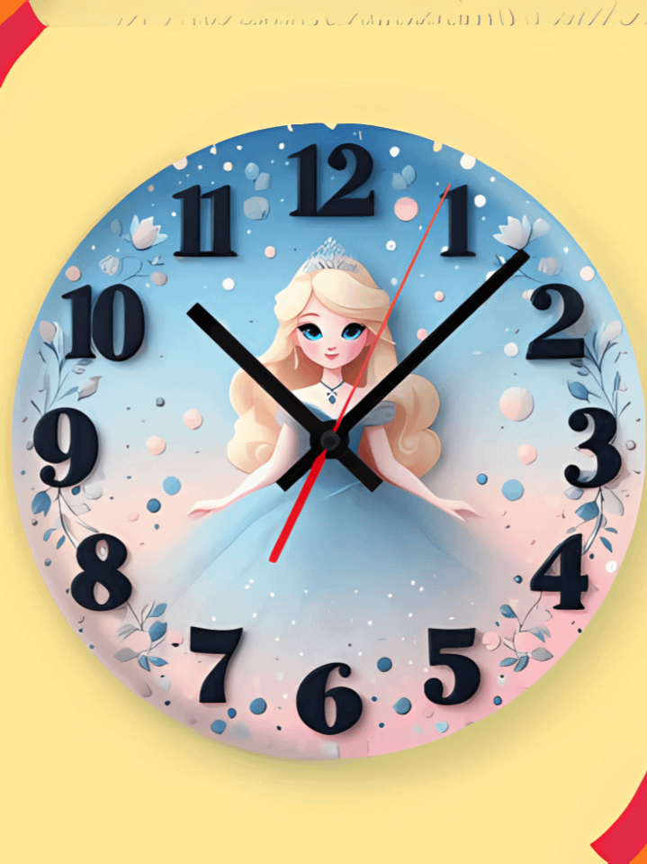 Royal Princess Wall Clock PNG – Enchanted Fairytale Theme Design for Kids – Perfect for Sublimation – High-Quality 300 DPI Instant Digital Download product image (1)