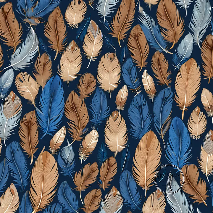 Seamless Pattern - Small Feather Pattern in Blues and Browns product image (1)