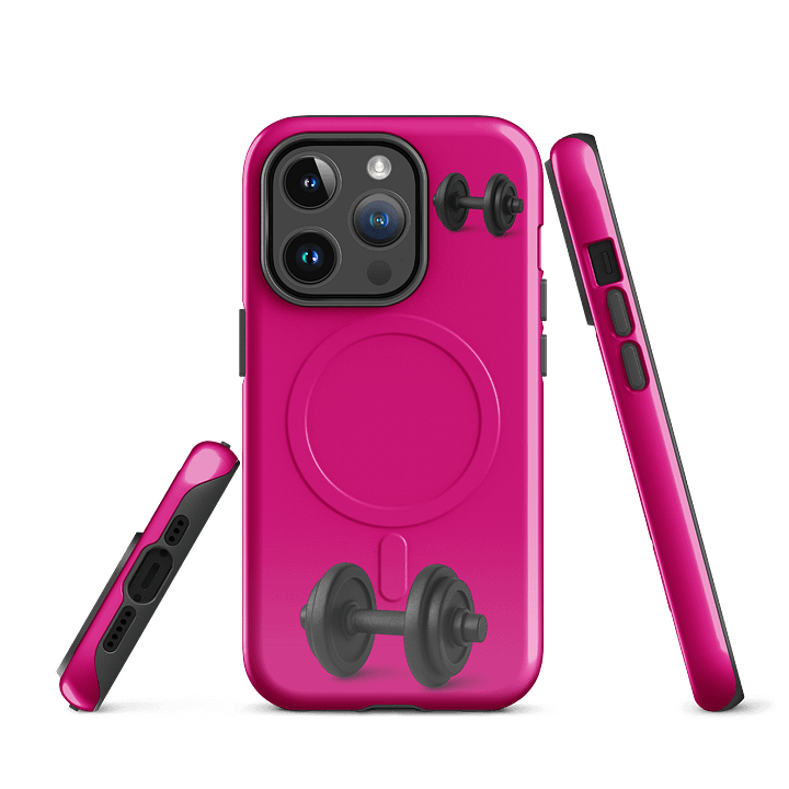 Vibrant Magenta Black Double Dumbbell iPhone® Case product image (2)