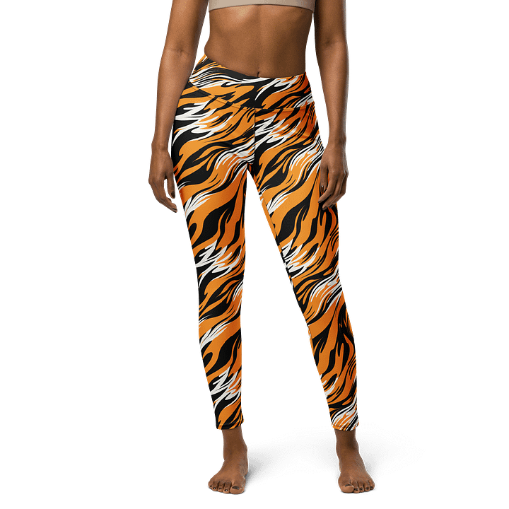 Fierce Flames Print Leggings - Bold Orange, Black & White Design product image (1)