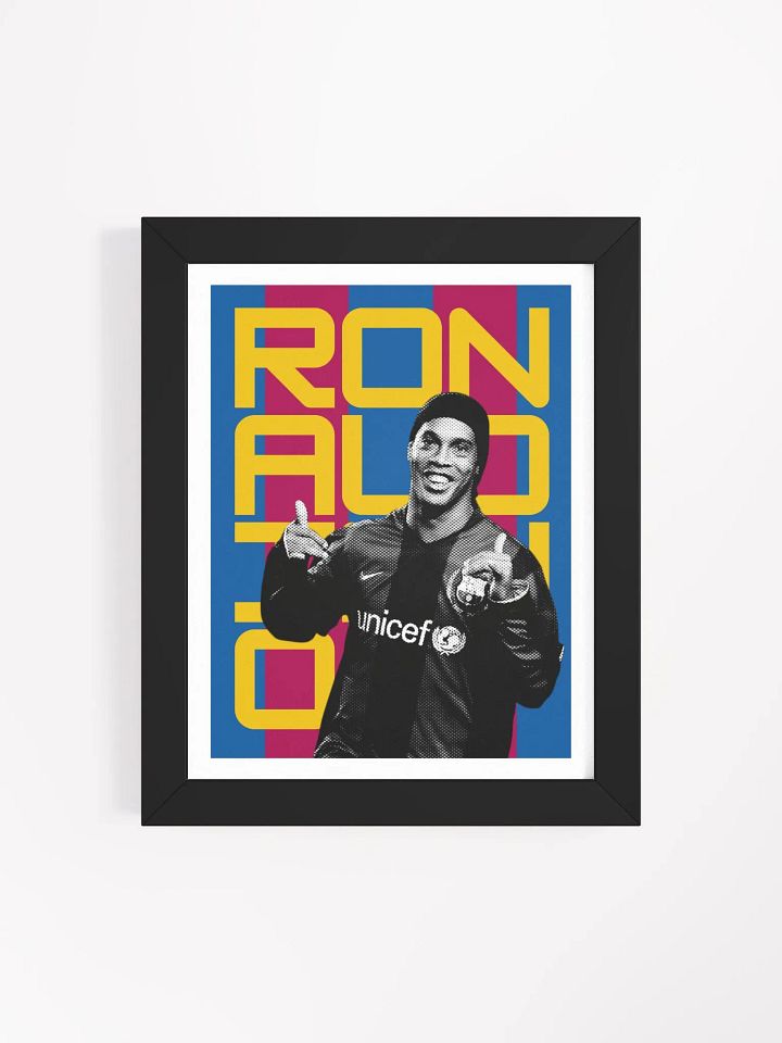 Ronaldinho BW Barcelona Name Art Framed Print product image (2)