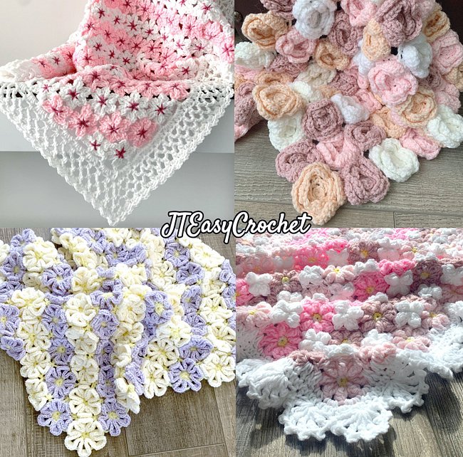 FLOWER MOTIF BLANKETS CROCHET PATTERNS
