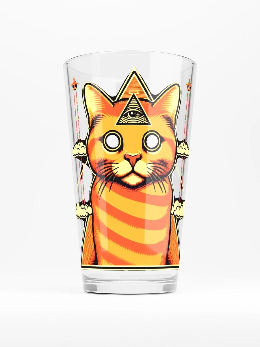 Illuminati Chemtrails Cat Pint Glass product image (2)