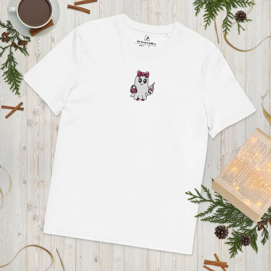 Cute Ghost Embroidered Organic Cotton Regular Fit T-Shirt product image (3)