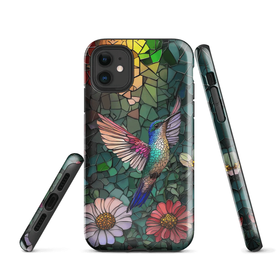 Stained Glass Pattern Hummingbird iPhone® Tough Case product image (1)