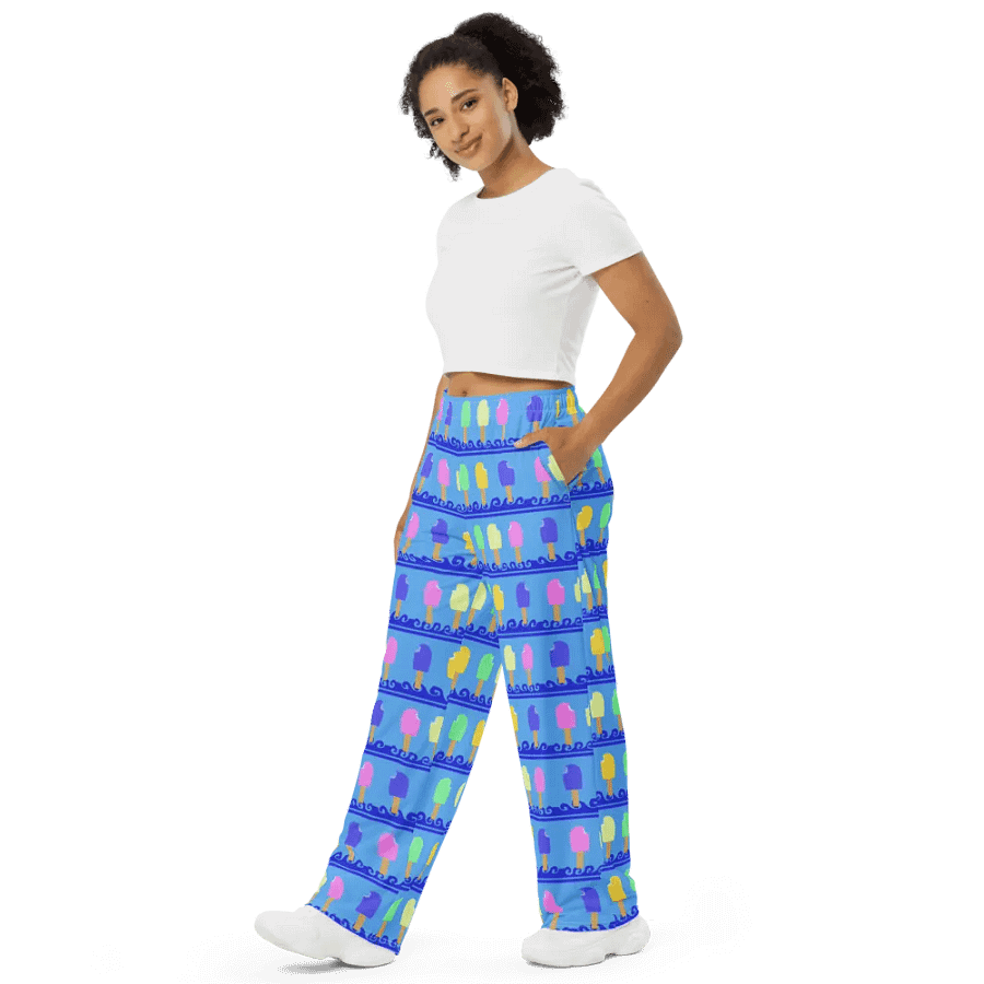 Ice Cream Bars Pattern Wideleg Pants product image (4)