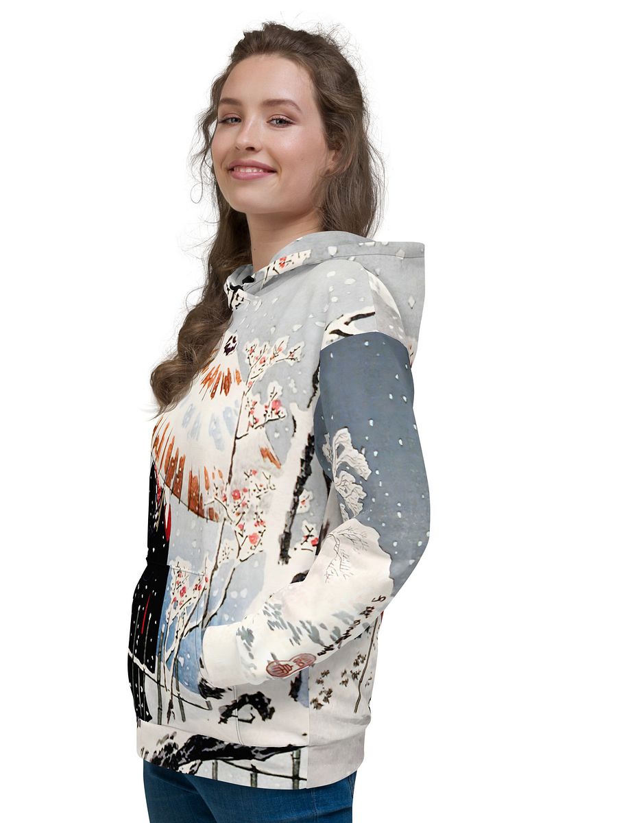 Plum Tree and Snowy Evening All-Over Print Recycled Unisex Hoodie product image (9)