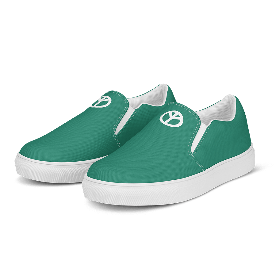 Teal Peace Sign Women's Canvas Slip-Ons product image (3)