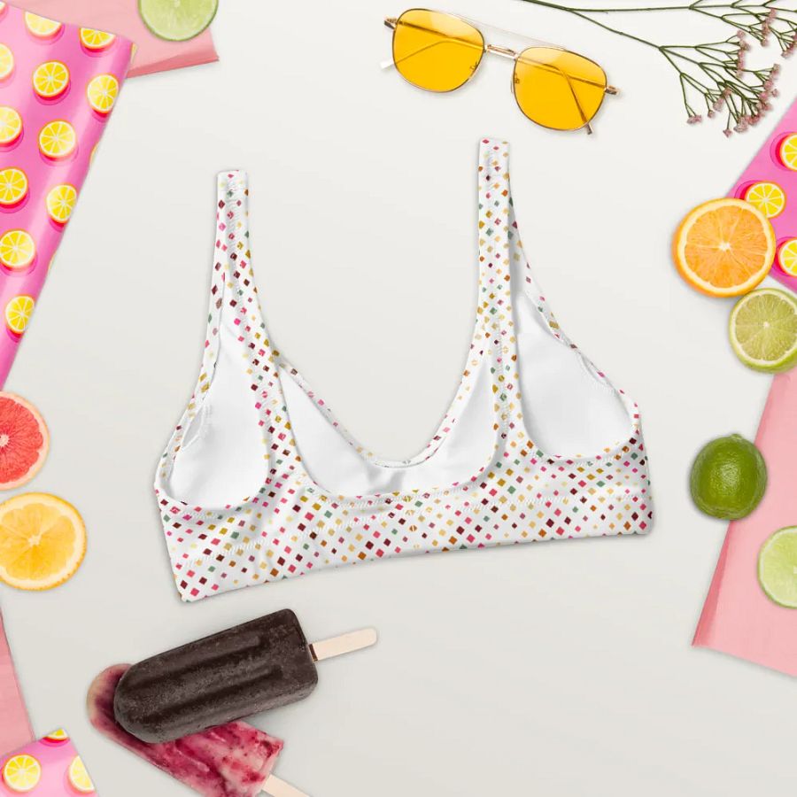 Colorful Square Pattern Design Padded Bikini Top - V5 product image (3)